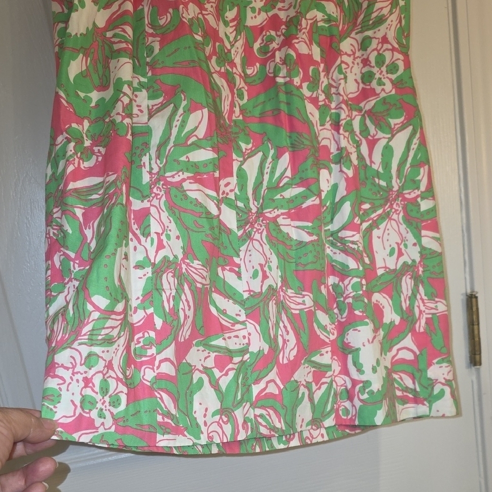 Lilly Pulitzer Cotton  White Strapless Dress with Pink & Green Floral Print 2 - Picture 9 of 16